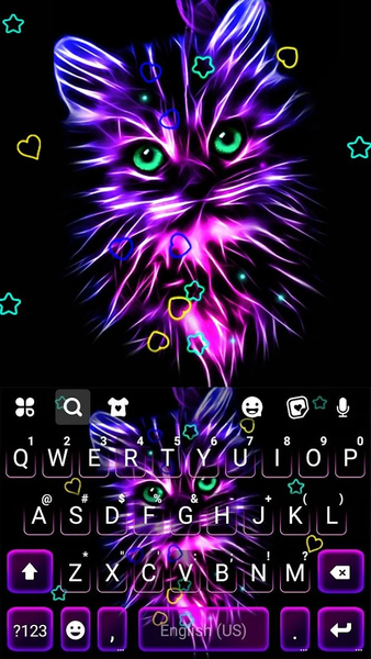Purple Neon Cat Keyboard Theme - عکس برنامه موبایلی اندروید