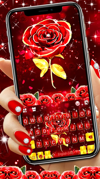 Red Lux Rose Keyboard Background - Image screenshot of android app