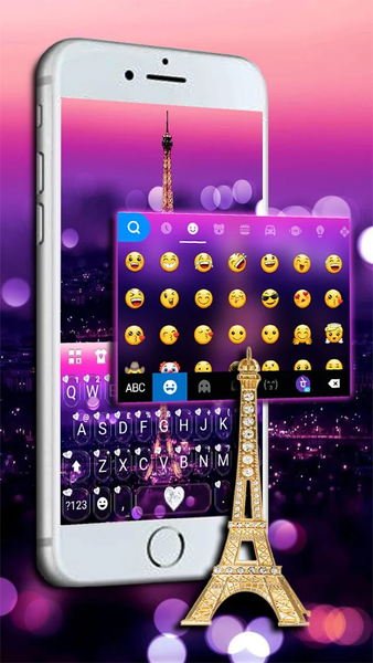 Romantic Paris Night Keyboard Theme - Image screenshot of android app