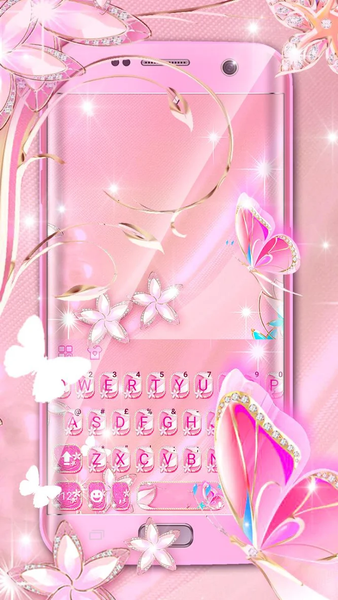 Rose Gold Lux Flower Keyboard Theme - عکس برنامه موبایلی اندروید