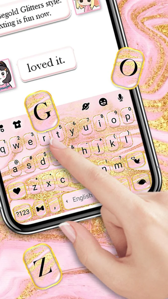 Rose Gold Silk Glitter Keyboard Theme - عکس برنامه موبایلی اندروید