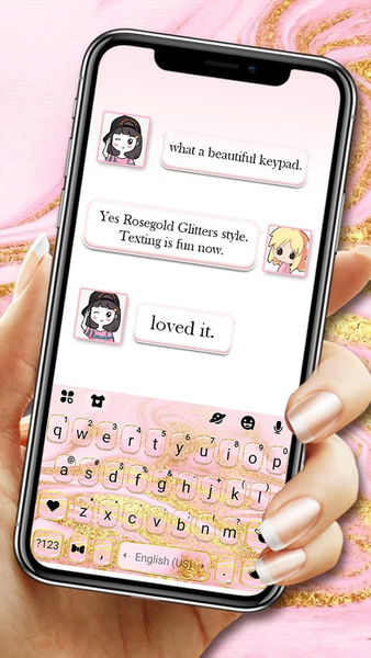 Rose Gold Silk Glitter Keyboard Theme - Image screenshot of android app