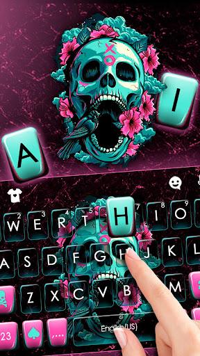 Roses Floral Skull Keyboard Theme - عکس برنامه موبایلی اندروید