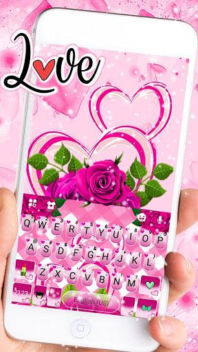 Pink Roses Hearts Keyboard Theme - Image screenshot of android app