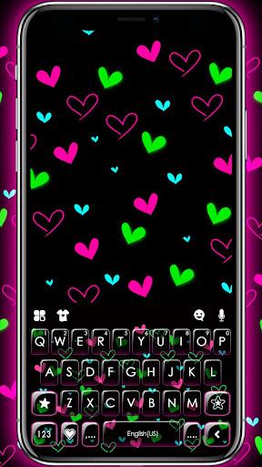 Shiny Neon Hearts Theme - عکس برنامه موبایلی اندروید