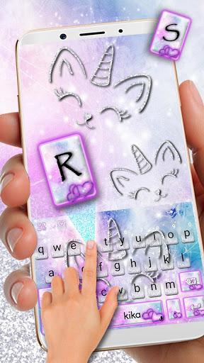 Silver Unicorn Cat Keyboard - Image screenshot of android app