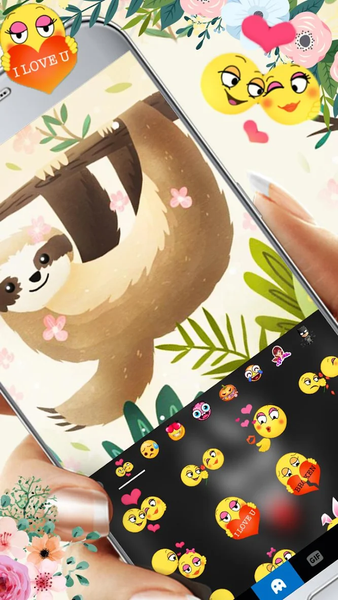 Smiling Sloth Keyboard Theme - عکس برنامه موبایلی اندروید