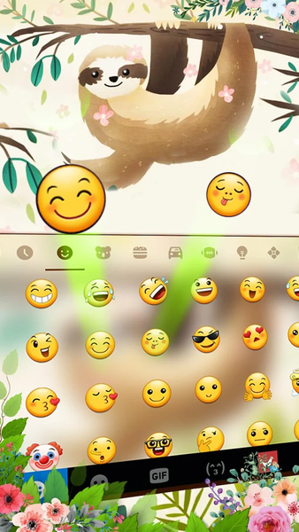 Smiling Sloth Keyboard Theme - Image screenshot of android app