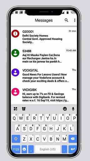 Sms Blue Keyboard Theme - Image screenshot of android app