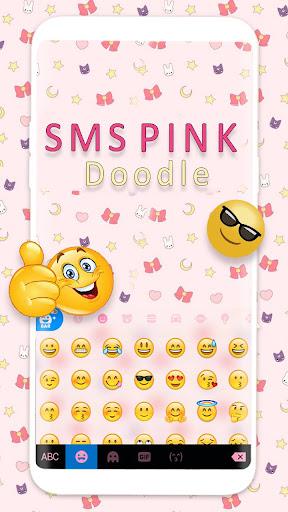 SMS Pink Doodle Keyboard Theme - عکس برنامه موبایلی اندروید