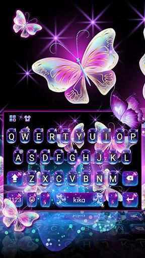 Sparkle Neon Butterfly Keyboard Theme - Image screenshot of android app