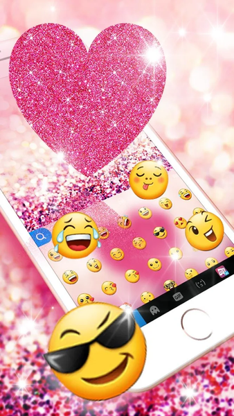 Pink Heart Glitter Keyboard Theme - عکس برنامه موبایلی اندروید