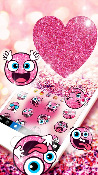 Pink Heart Glitter Keyboard Theme - عکس برنامه موبایلی اندروید
