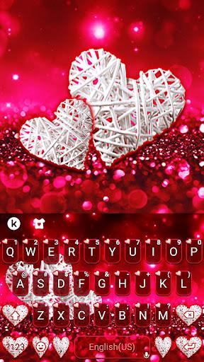Valentine White Hearts Keyboard Theme - Image screenshot of android app