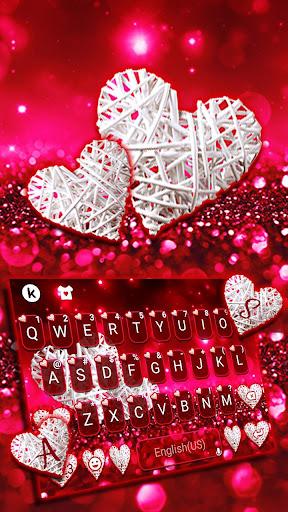 Valentine White Hearts Keyboard Theme - Image screenshot of android app
