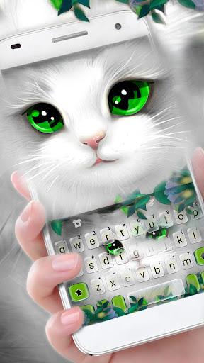 White Cute Cat Keyboard Theme - Image screenshot of android app