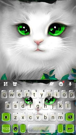 White Cute Cat Keyboard Theme - Image screenshot of android app