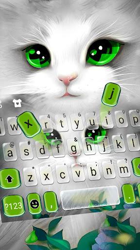 White Cute Cat Keyboard Theme - Image screenshot of android app