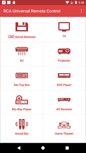 RCA Universal Remote - عکس برنامه موبایلی اندروید