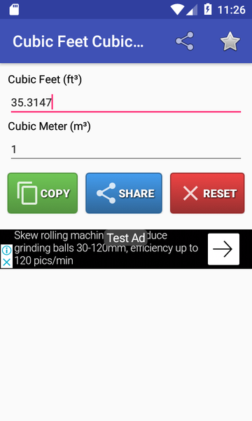 Cubic Feet Cubic Meter - Image screenshot of android app