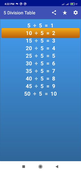 Division Tables - عکس برنامه موبایلی اندروید