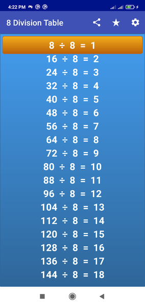 Division Tables - عکس برنامه موبایلی اندروید