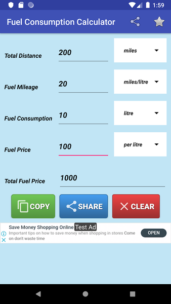 Fuel Calculator - Image screenshot of android app