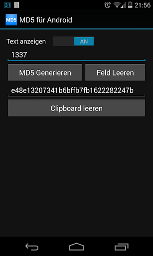 MD5 for Android - Image screenshot of android app