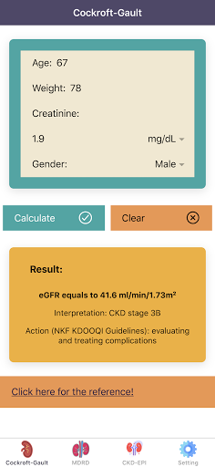 eGFR Calculators Pro: Renal or Kidney Function - Image screenshot of android app