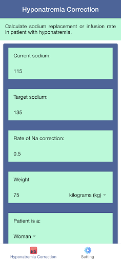 Hyponatremia Correction Rate: Sodium Tracker - عکس برنامه موبایلی اندروید