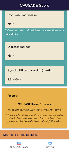 CRUSADE Risk Score for ACS: Cardiology Calculator - عکس برنامه موبایلی اندروید