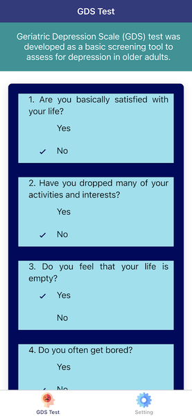 Geriatric Depression Test - عکس برنامه موبایلی اندروید