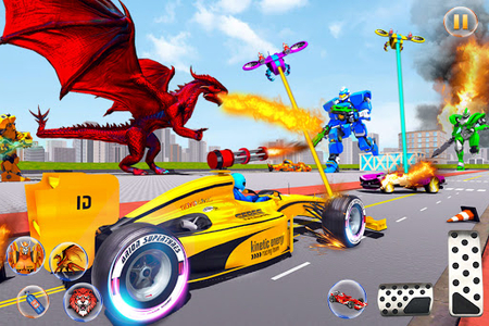 Formula Car Robot Transform - Flying Dragon Robot - Gameplay image of android game