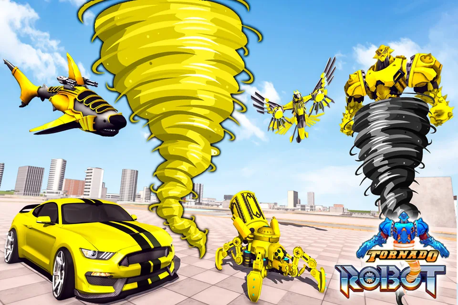 Tornado Robot Car Transform - Gameplay image of android game