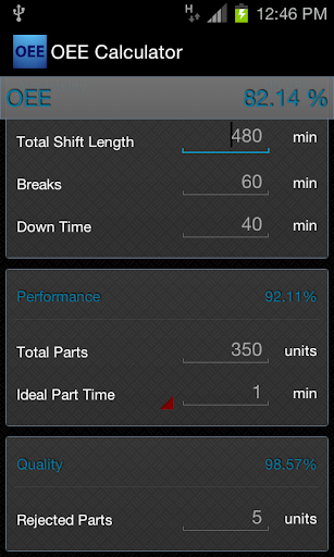 OEE Calculator - Image screenshot of android app