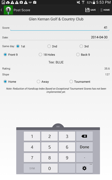Golf Handicap Calculator - عکس برنامه موبایلی اندروید