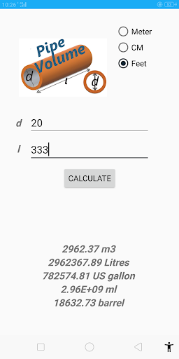 Pipe Volume Calculator - Image screenshot of android app