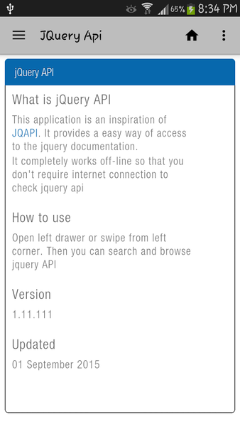 JQuery Api - Image screenshot of android app