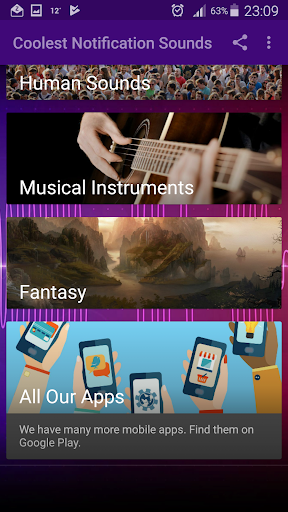 Cool Notification Sounds - عکس برنامه موبایلی اندروید