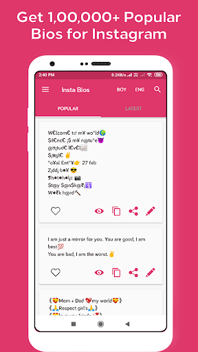 Bios Idea - Bios for Instagram - Quotes & Bios - Image screenshot of android app