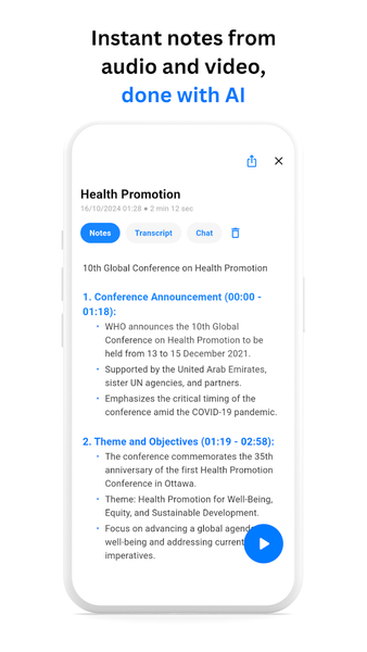 Minutes AI Notes & Transcript - عکس برنامه موبایلی اندروید