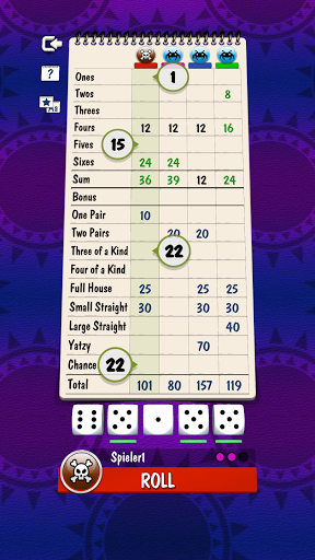 Yatzy Multiplayer Dice Game - Gameplay image of android game