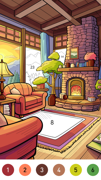 Interior Color by Number Book - Gameplay image of android game