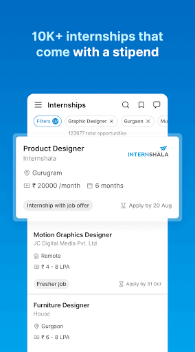 Internshala Internships & Jobs - عکس برنامه موبایلی اندروید