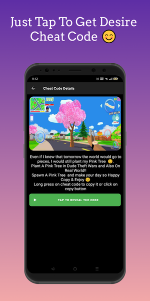 Dude Theft Wars, Cheat Codes - Image screenshot of android app