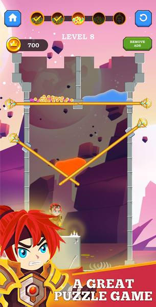 Prince Rescue - Pull The Pin H - Gameplay image of android game