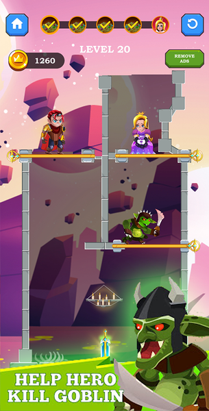 Prince Rescue - Pull The Pin H - Gameplay image of android game