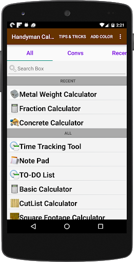 Handyman Calculator - Image screenshot of android app