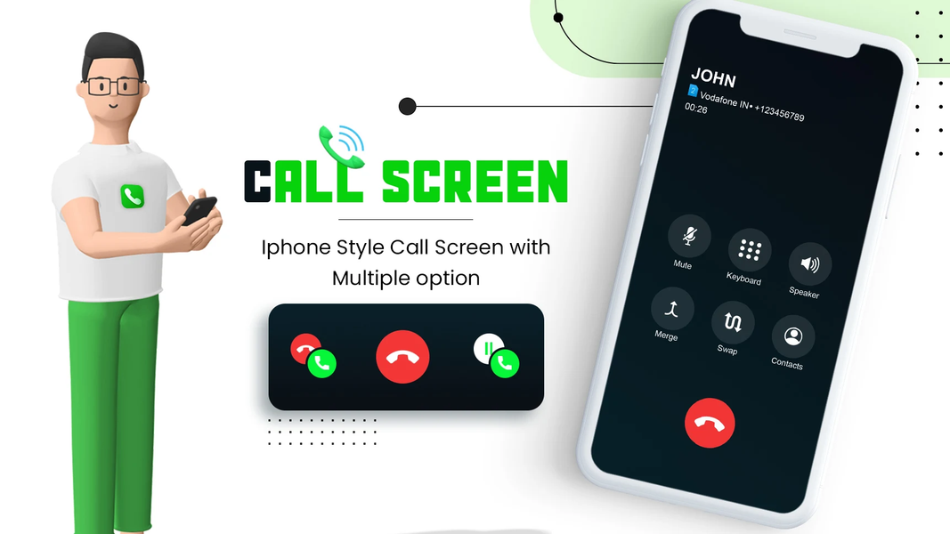 iCall Screen: Phone App iOS 17 - عکس برنامه موبایلی اندروید