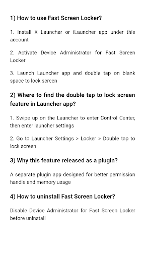 Fast Screen Locker - a plugin - عکس برنامه موبایلی اندروید
